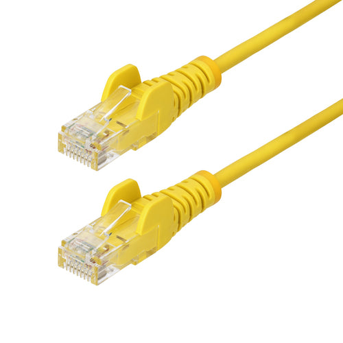 StarTech.com 9in Yellow Slim CAT6 Ethernet Cable, Snagless, 100W PoE, UTP, LSZH, 28AWG Pure Bare Copper Wire, Slim RJ45 Network Patch Cord w/Strain Reliefs, Individually Tested
